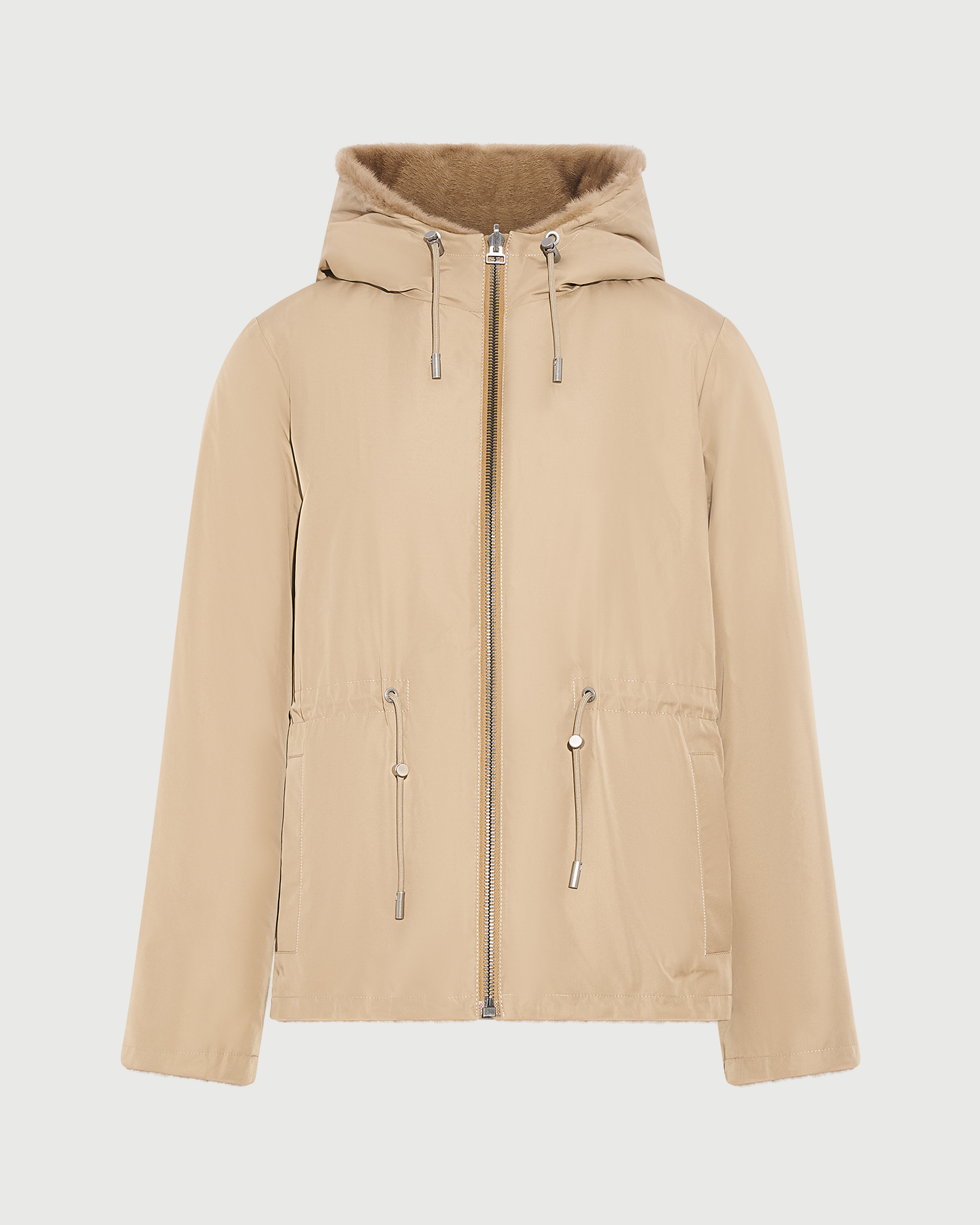 Veste à capuche en tissu technique déperlant réversible avec fourrure de vison- Yves Salomon - Nouvelle collection Automne Hiver