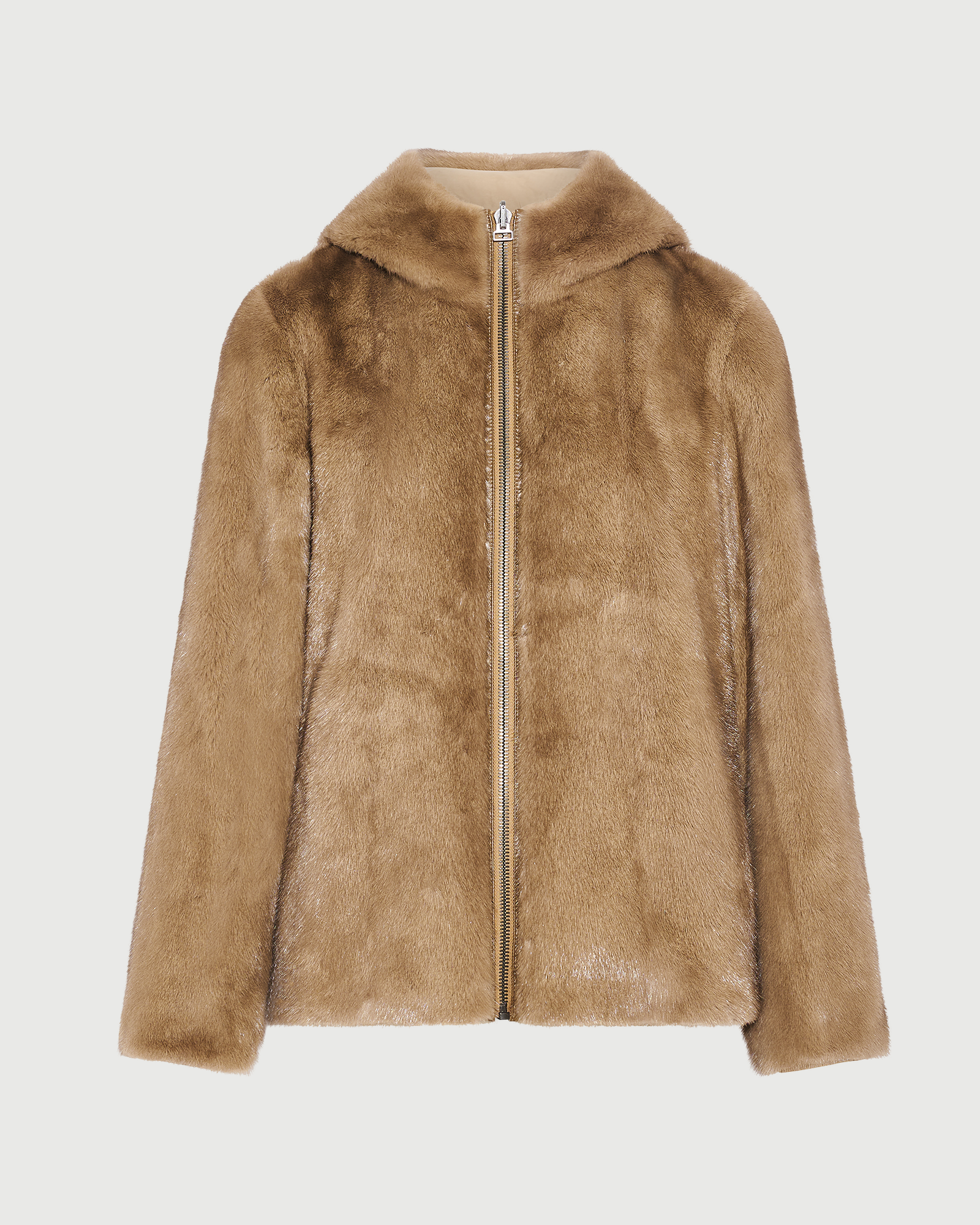Veste à capuche en tissu technique déperlant réversible avec fourrure de vison- Yves Salomon - Nouvelle collection Automne Hiver