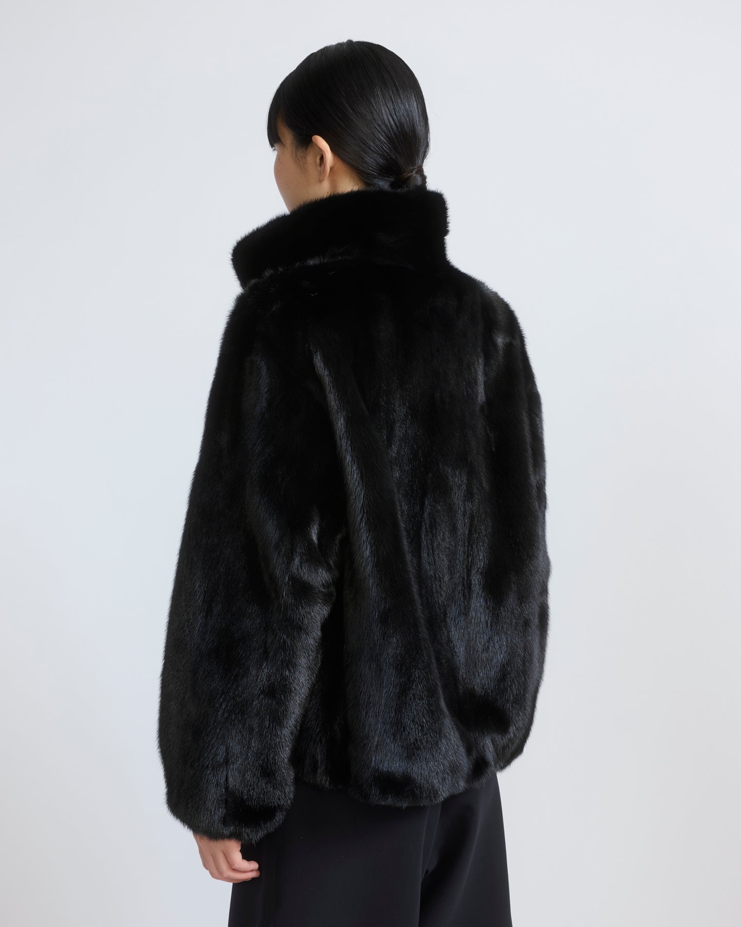 Veste bomber en tissu technique déperlant réversible avec fourrure de vison