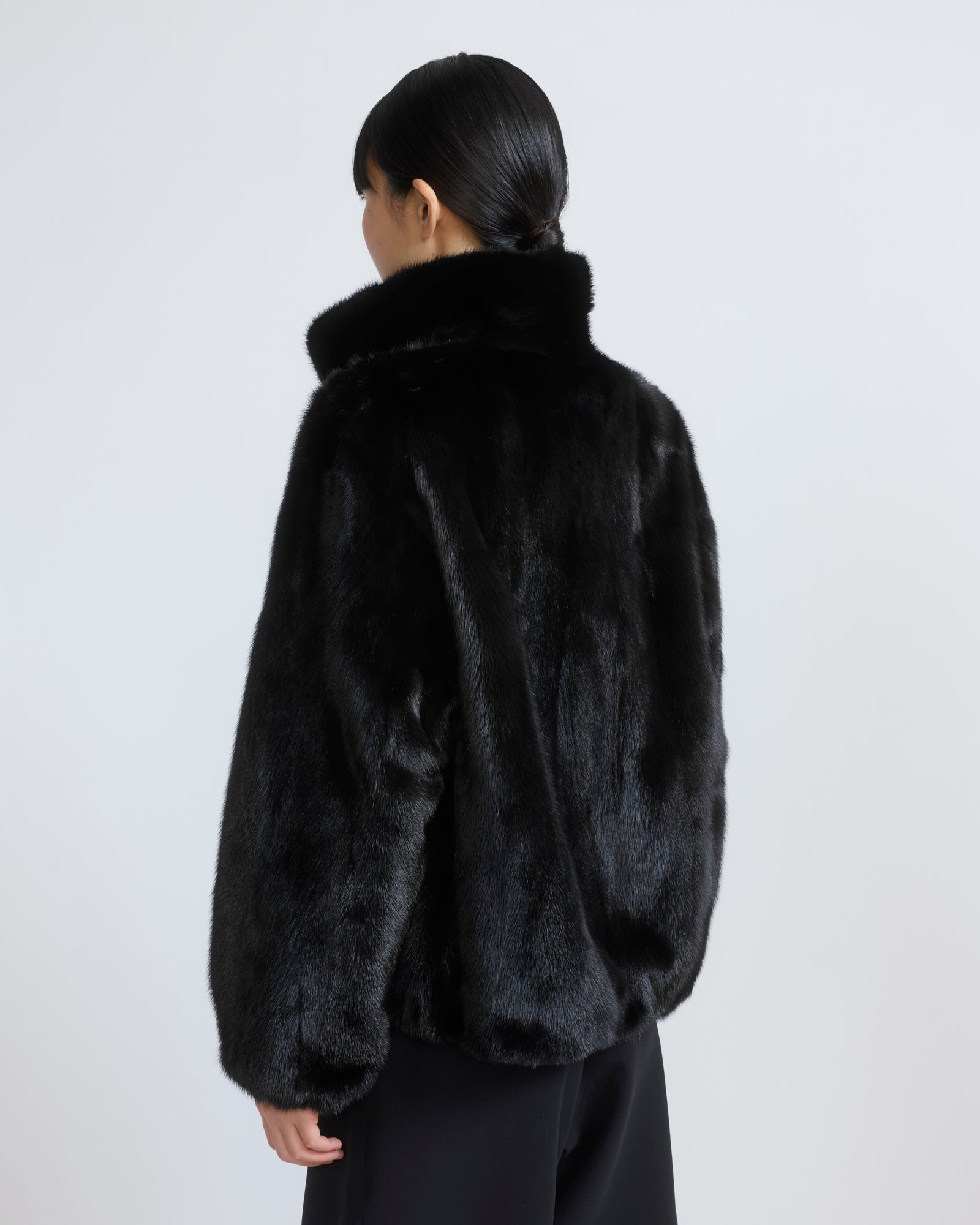 Veste bomber en tissu technique déperlant réversible avec fourrure de vison