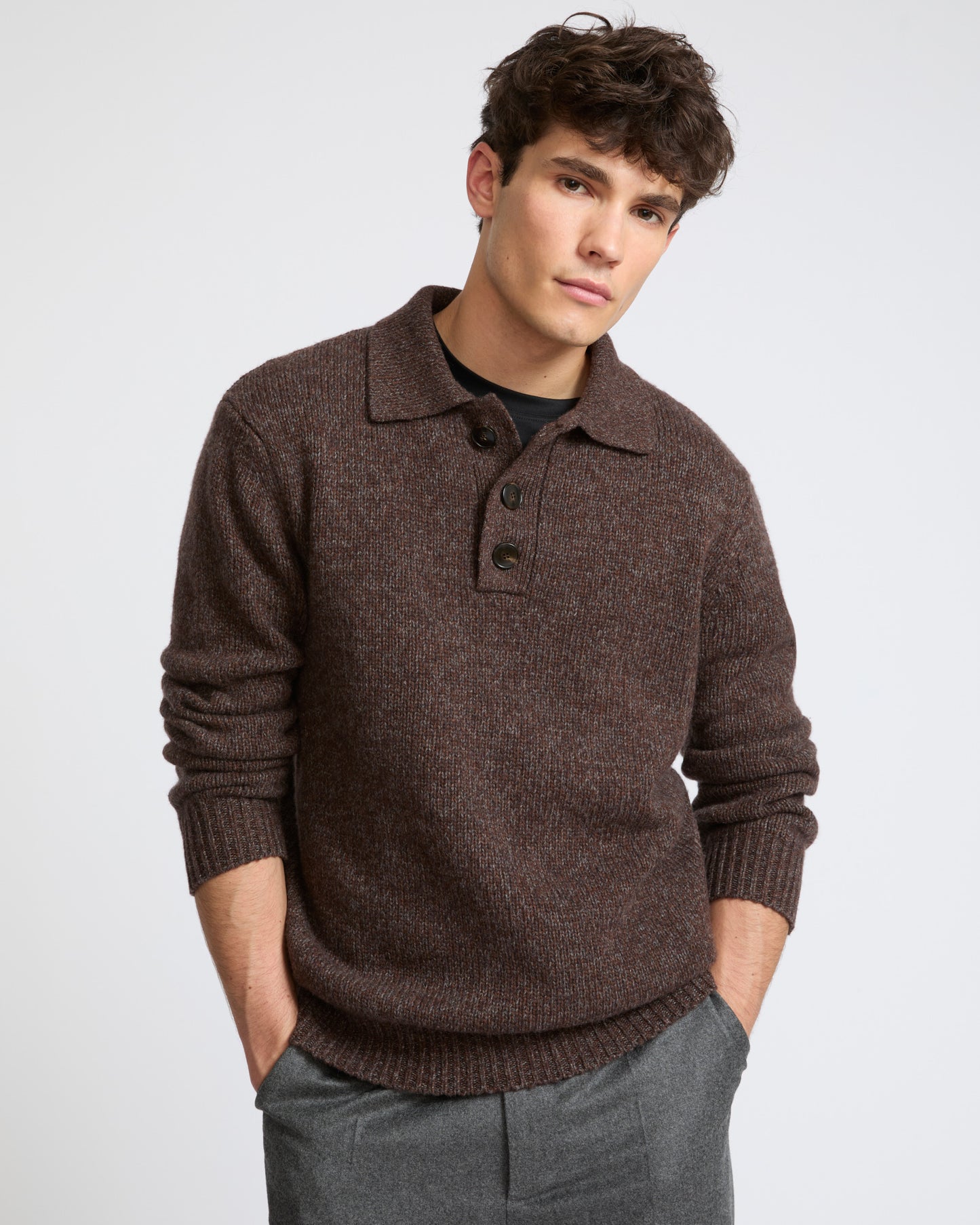 Pull polo en maille épaisse 100% cachemire- Yves Salomon - Nouvelle collection Automne Hiver