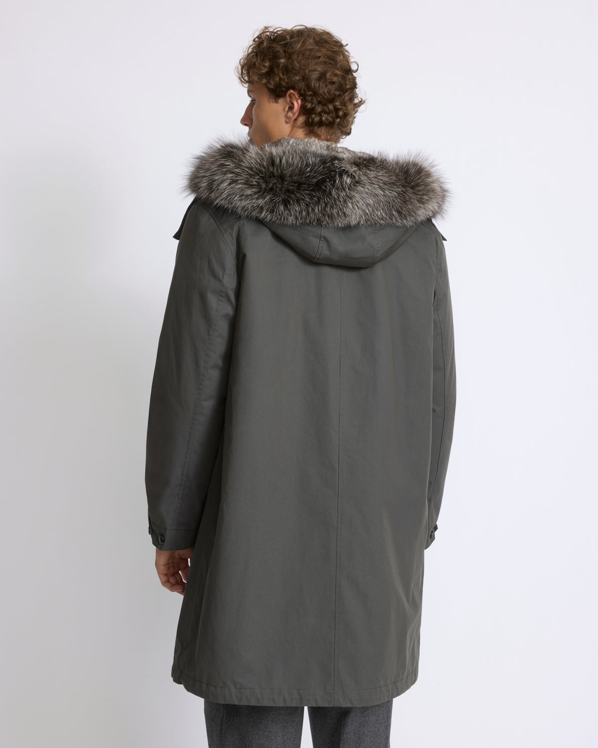 Parka longue en coton mélangé doublée en fourrure de renard et de lapin - Yves Salomon - Nouvelle collection Automne Hiver