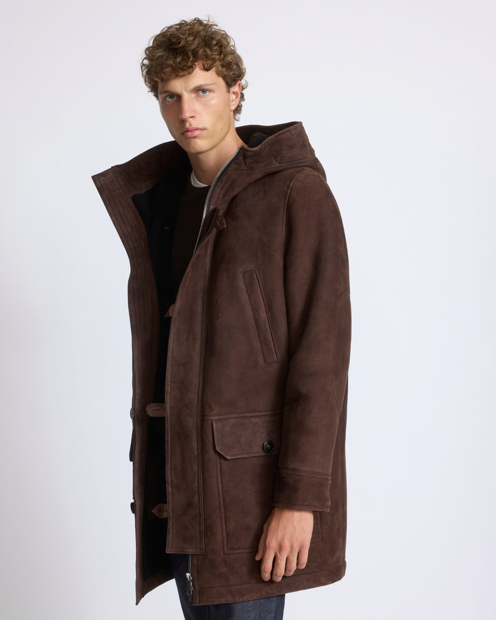 Parka en peau lainée suède d'agneau à laine bouclée - Yves Salomon - Nouvelle collection Automne Hiver