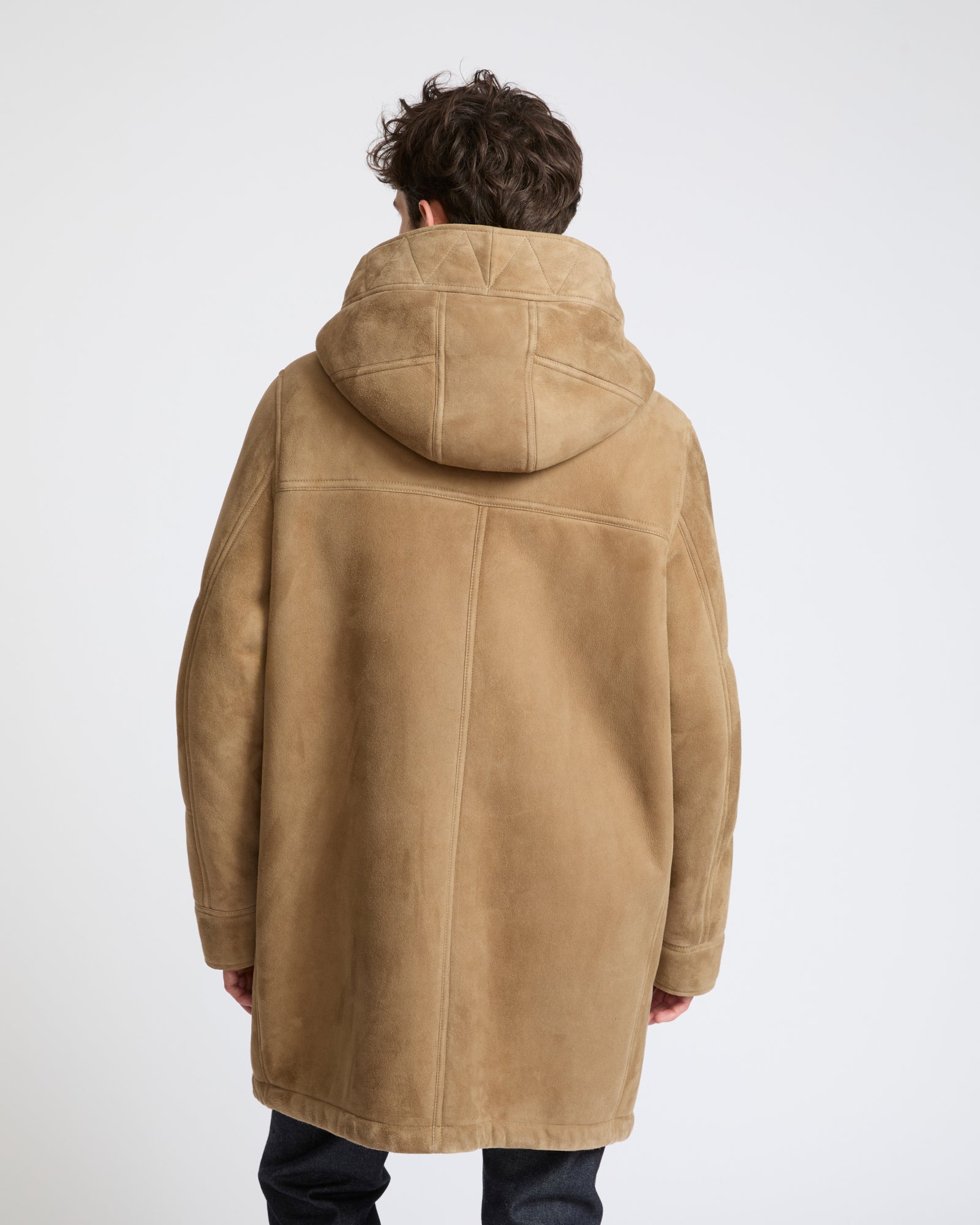 Parka en peau lainée suède d'agneau à laine bouclée- Yves Salomon - Nouvelle collection Automne Hiver