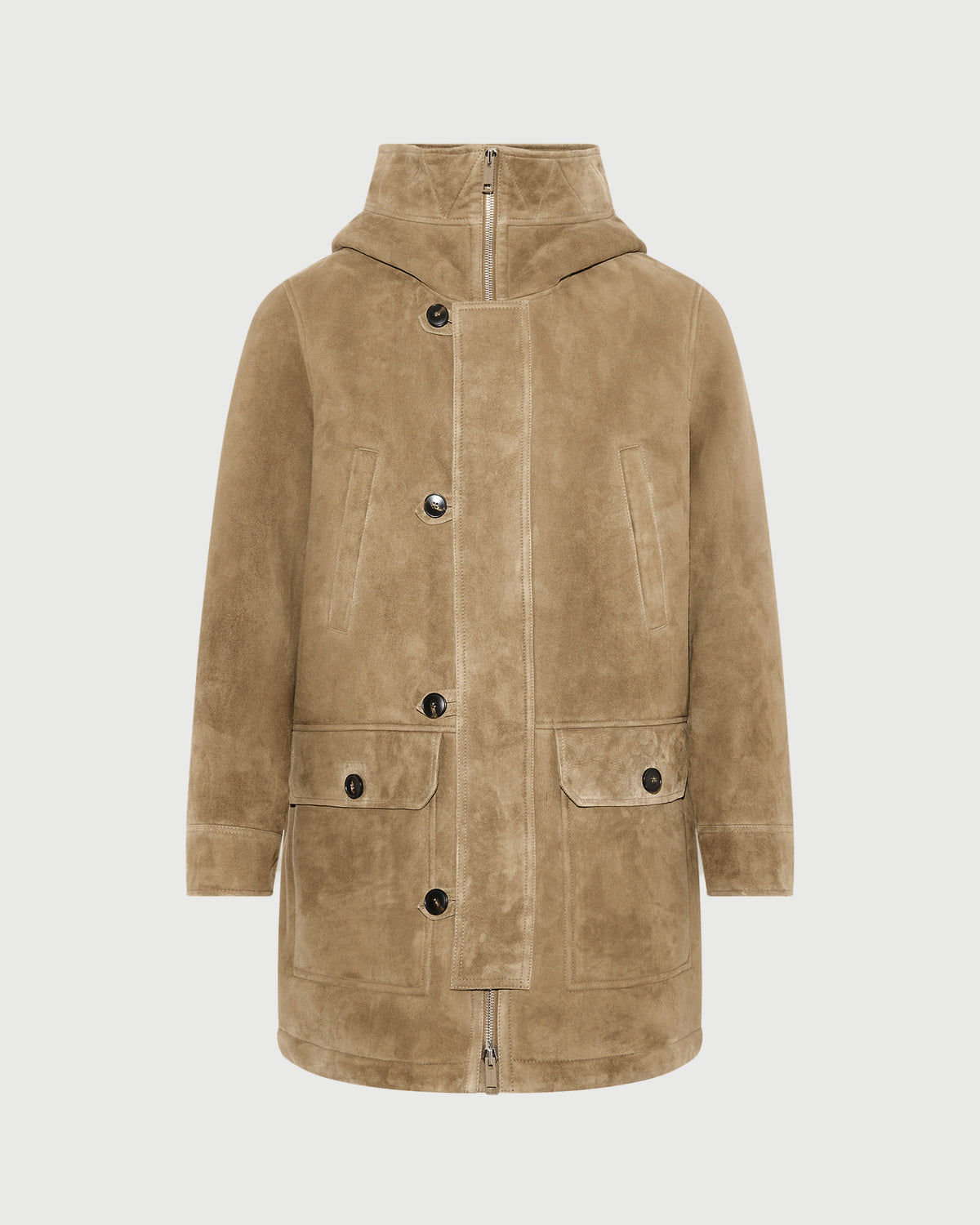 Parka en peau lainée suède d'agneau à laine bouclée - Yves Salomon - Nouvelle collection Automne Hiver