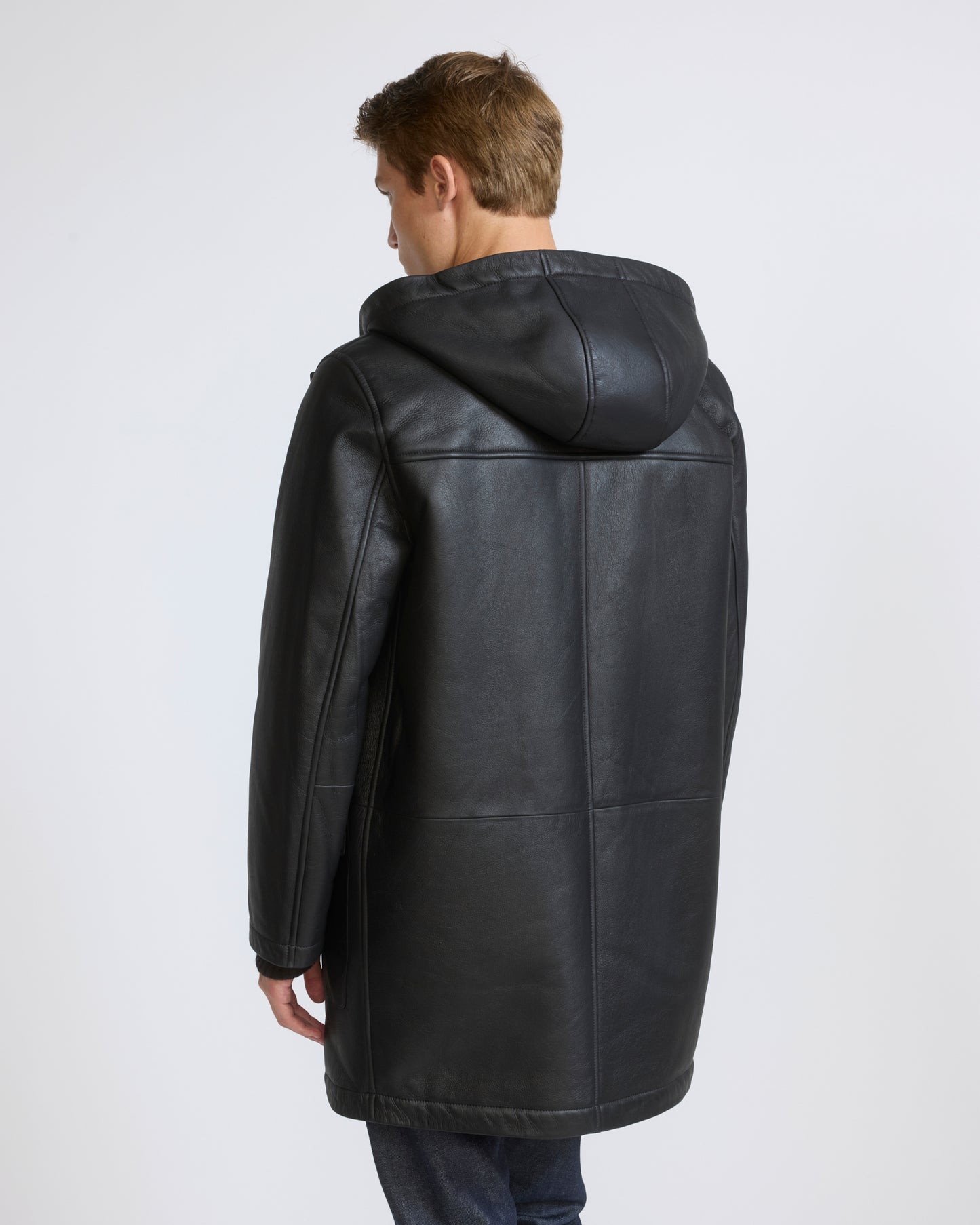 Silky straight lambskin wool shearling hooded coat