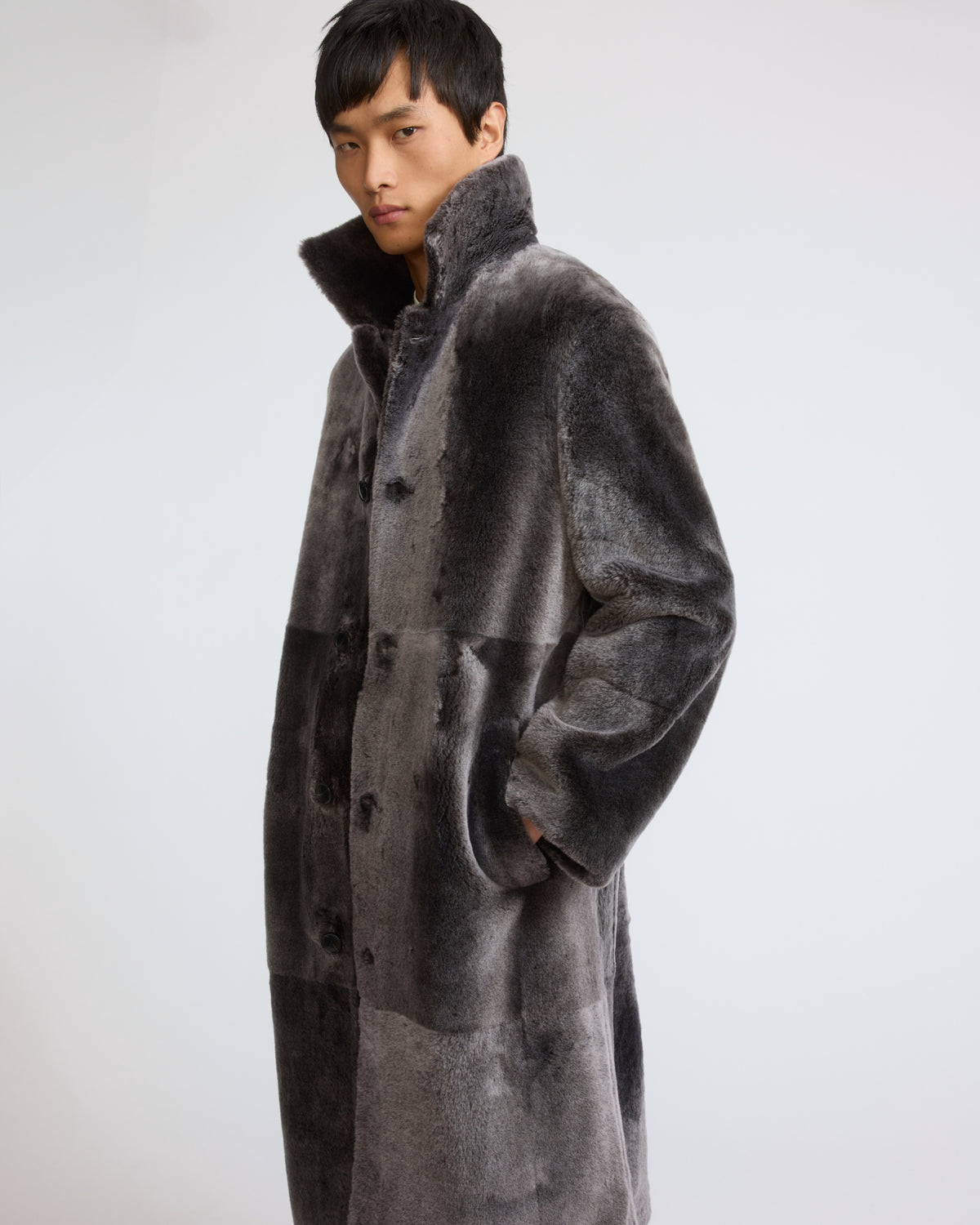 Manteau en peau lainée d'agneau Lacon - Yves Salomon - Nouvelle collection Automne Hiver
