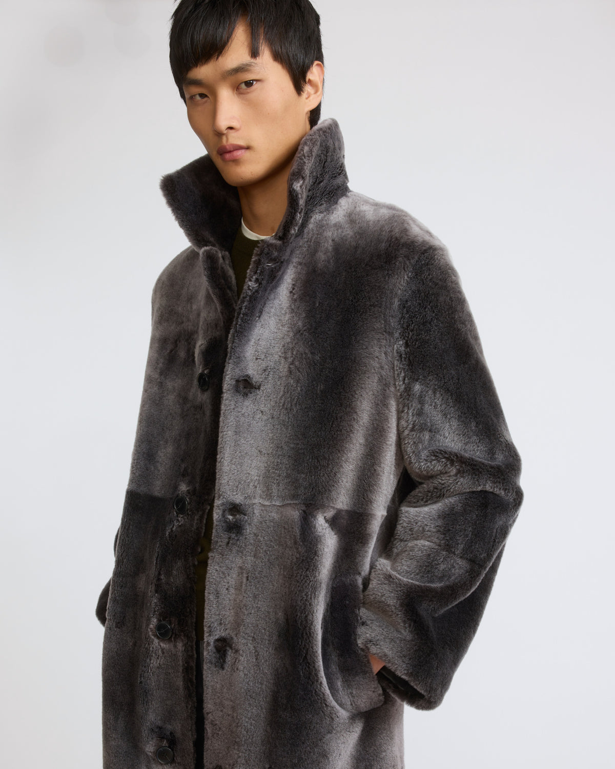Manteau en peau lainée d'agneau Lacon - Yves Salomon - Nouvelle collection Automne Hiver