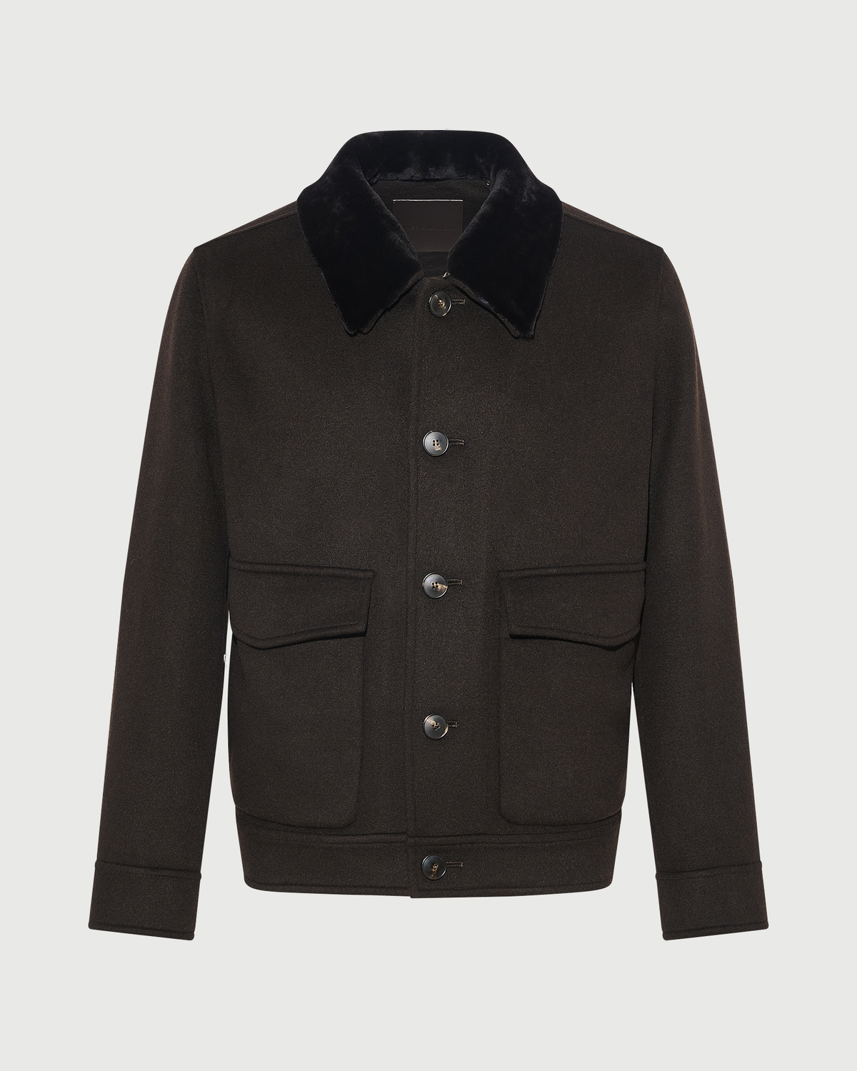 Veste en cachemire double face avec col en fourrure de vison rasé- Yves Salomon - Nouvelle collection Automne Hiver