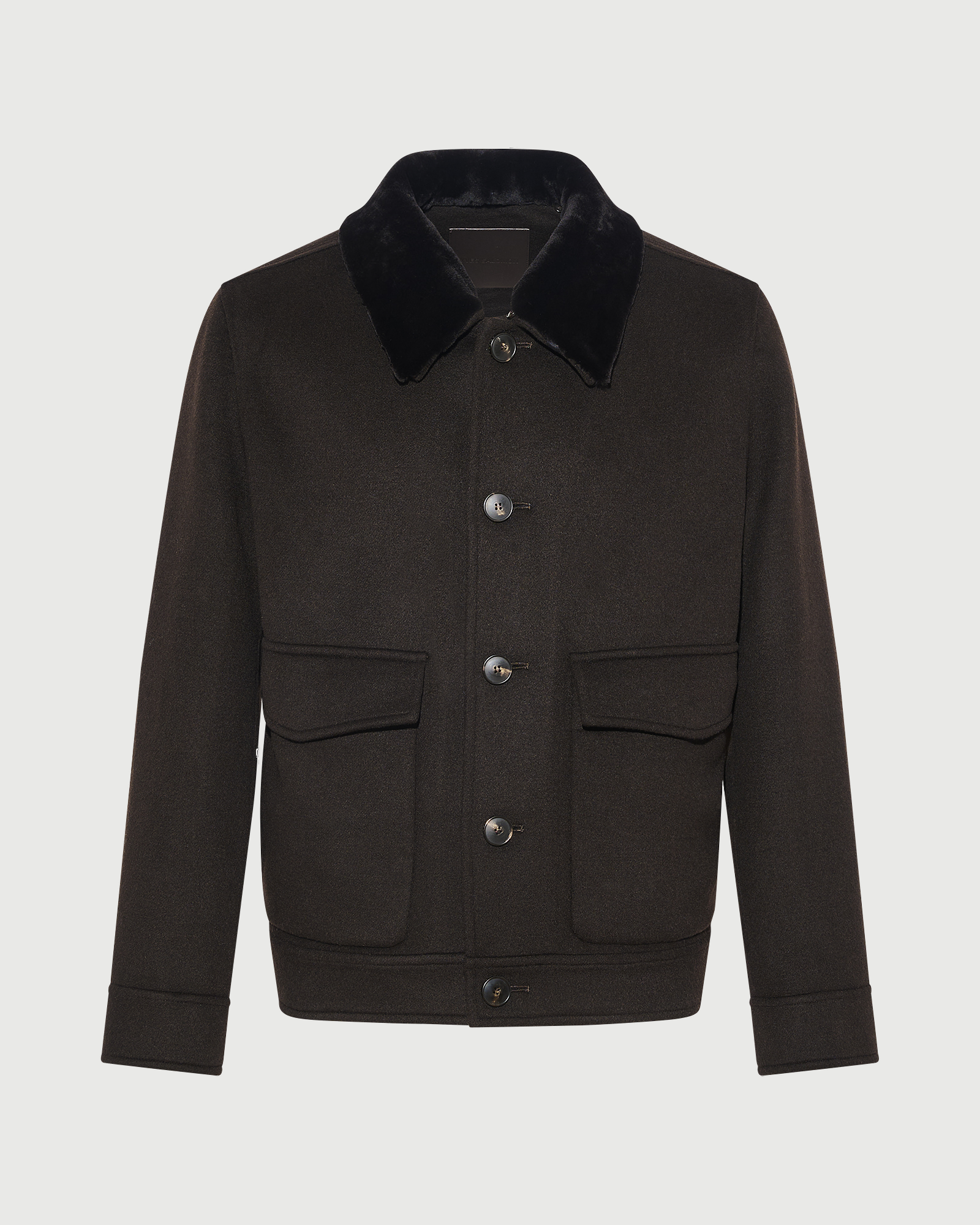 Veste en cachemire double face avec col en fourrure de vison rasé- Yves Salomon - Nouvelle collection Automne Hiver