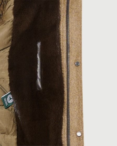 Parka courte en tissu Loro Piana imperméable avec fourrure de vison- Yves Salomon - Nouvelle collection Automne Hiver