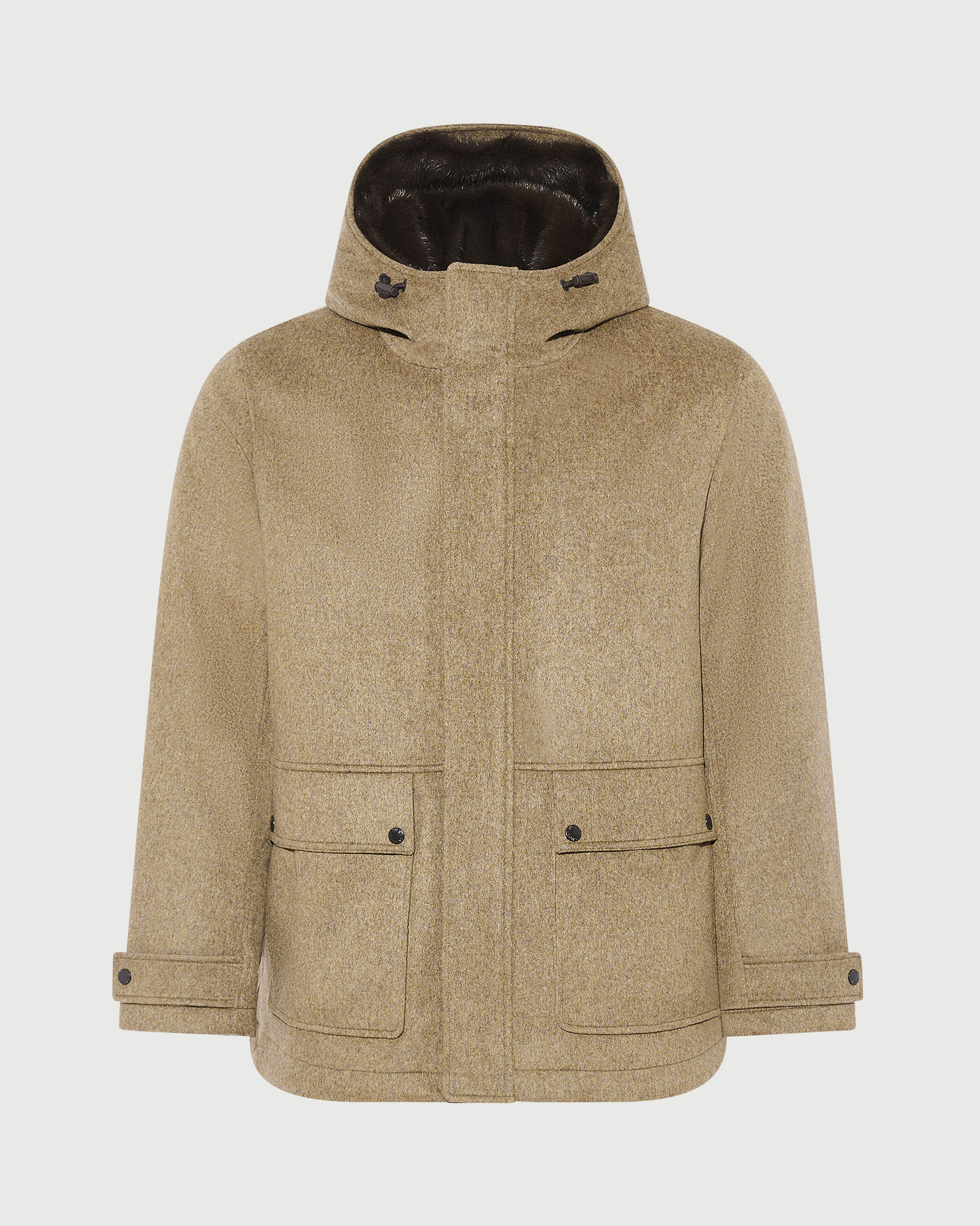 Parka courte en tissu Loro Piana imperméable avec fourrure de vison- Yves Salomon - Nouvelle collection Automne Hiver