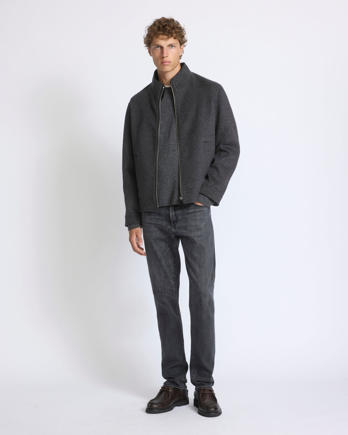 Veste en cachemire double face avec col en fourrure de vison éjarré - Yves Salomon - Nouvelle collection Automne Hiver