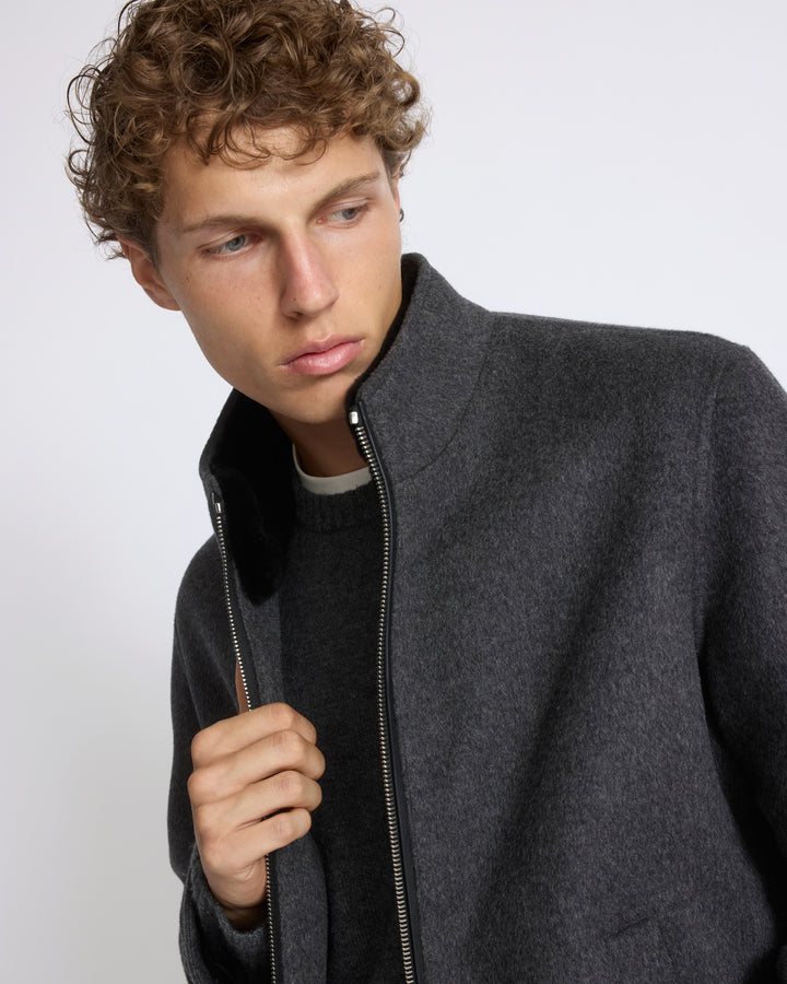 Veste en cachemire double face avec col en fourrure de vison éjarré - Yves Salomon - Nouvelle collection Automne Hiver