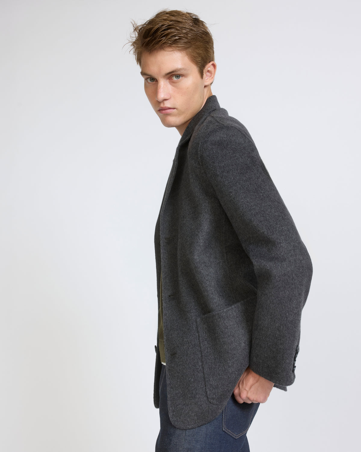 Veste blazer en lainage cachemire double face