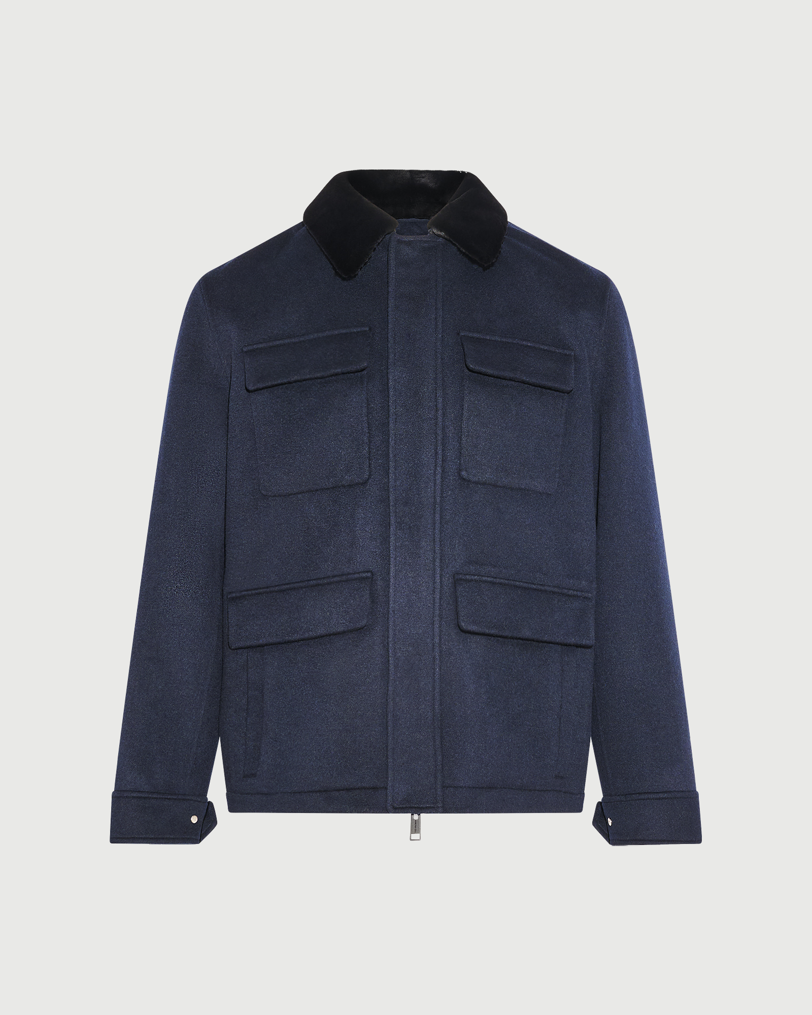 Veste en lainage cachemire double face avec col en fourrure de vison rasé- Yves Salomon - Nouvelle collection Automne Hiver