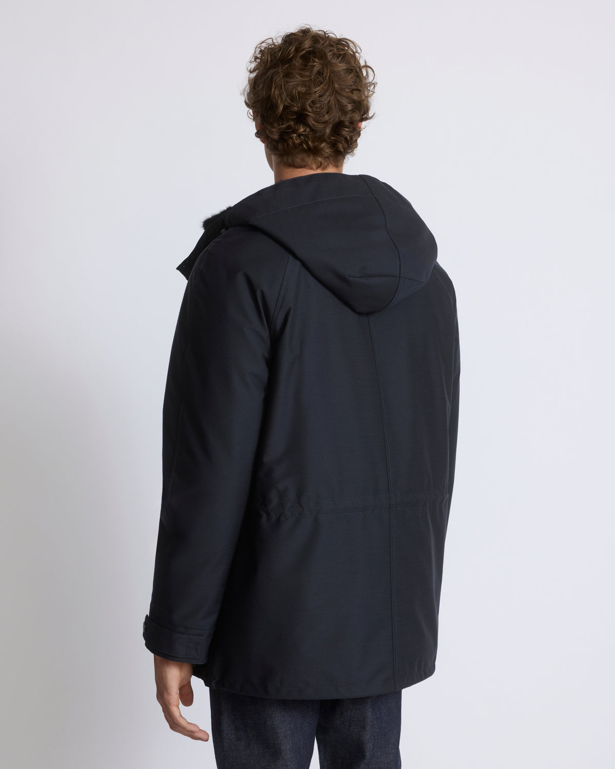 Parka courte en tissu technique laine mélangée imperméable avec fourrure de vison long poil - Yves Salomon - Nouvelle collection Automne Hiver