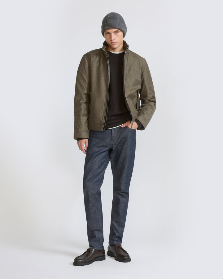 Down jacket in Loro Piana waterproof fabric with plucked mink fur trim
