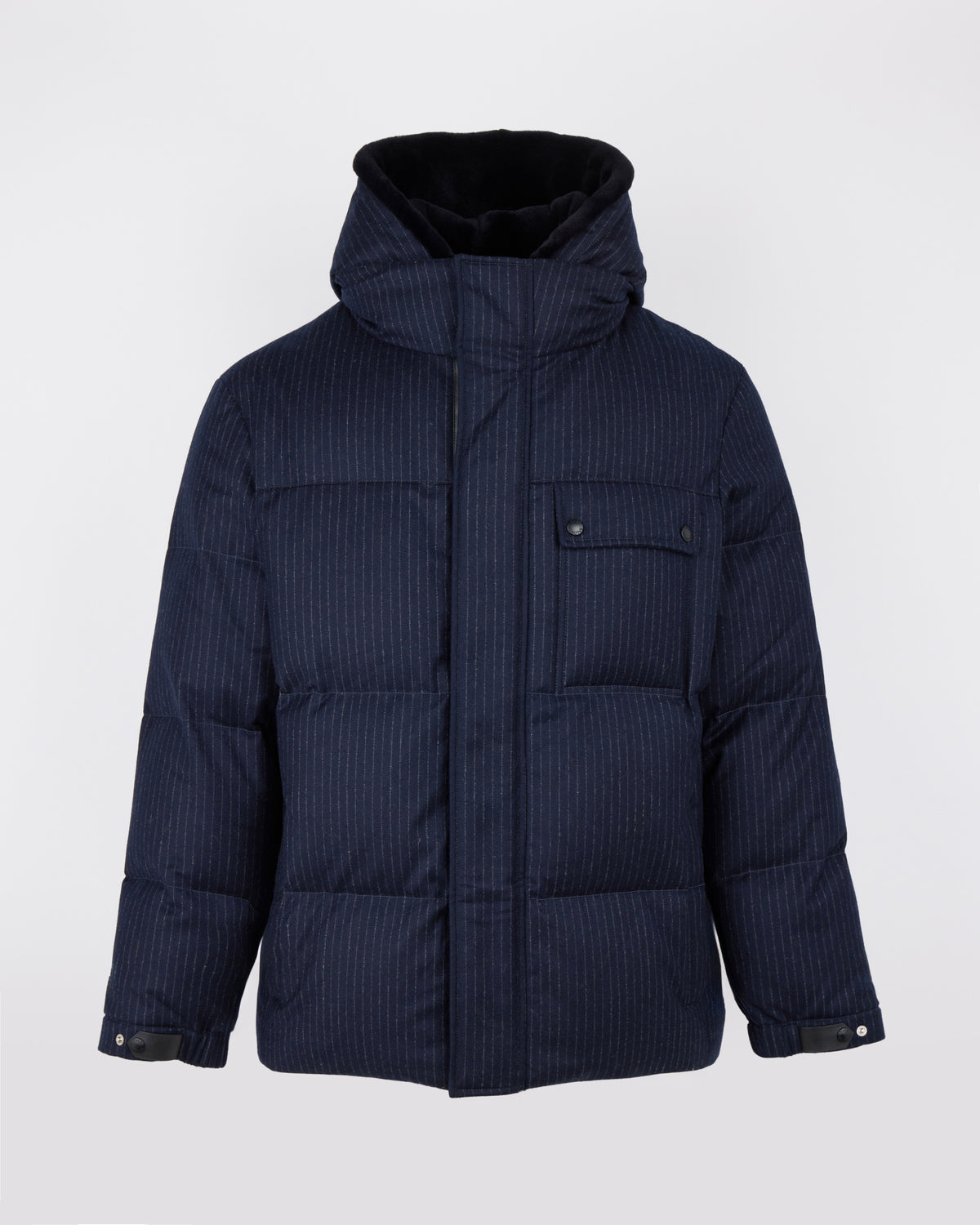 Doudoune courte en tissu jacquard Loro Piana imperméable avec plastron en fourrure de vison éjarré - Yves Salomon - Nouvelle collection Automne Hiver