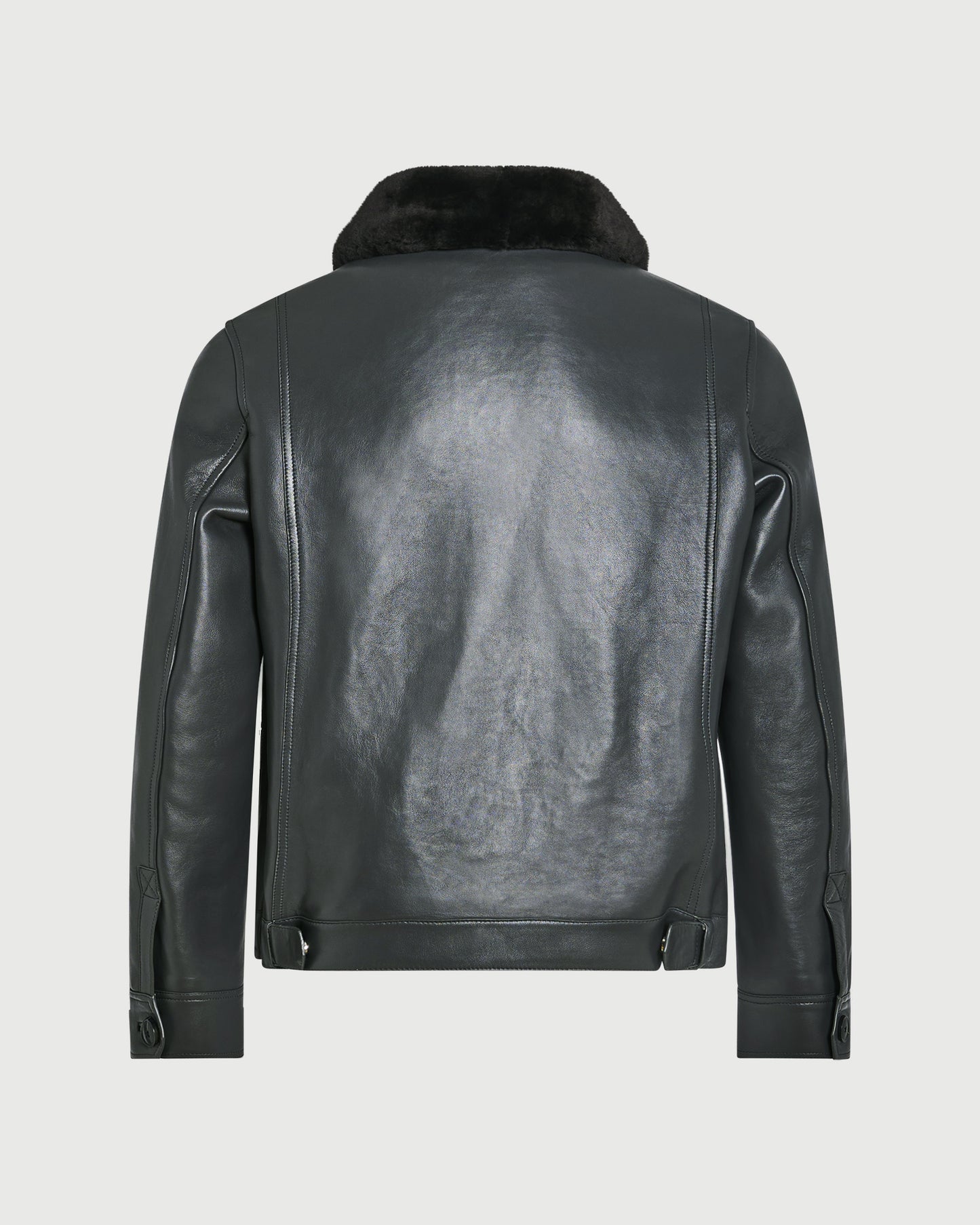 Lambskin leather jacket with pressed Merino shearling