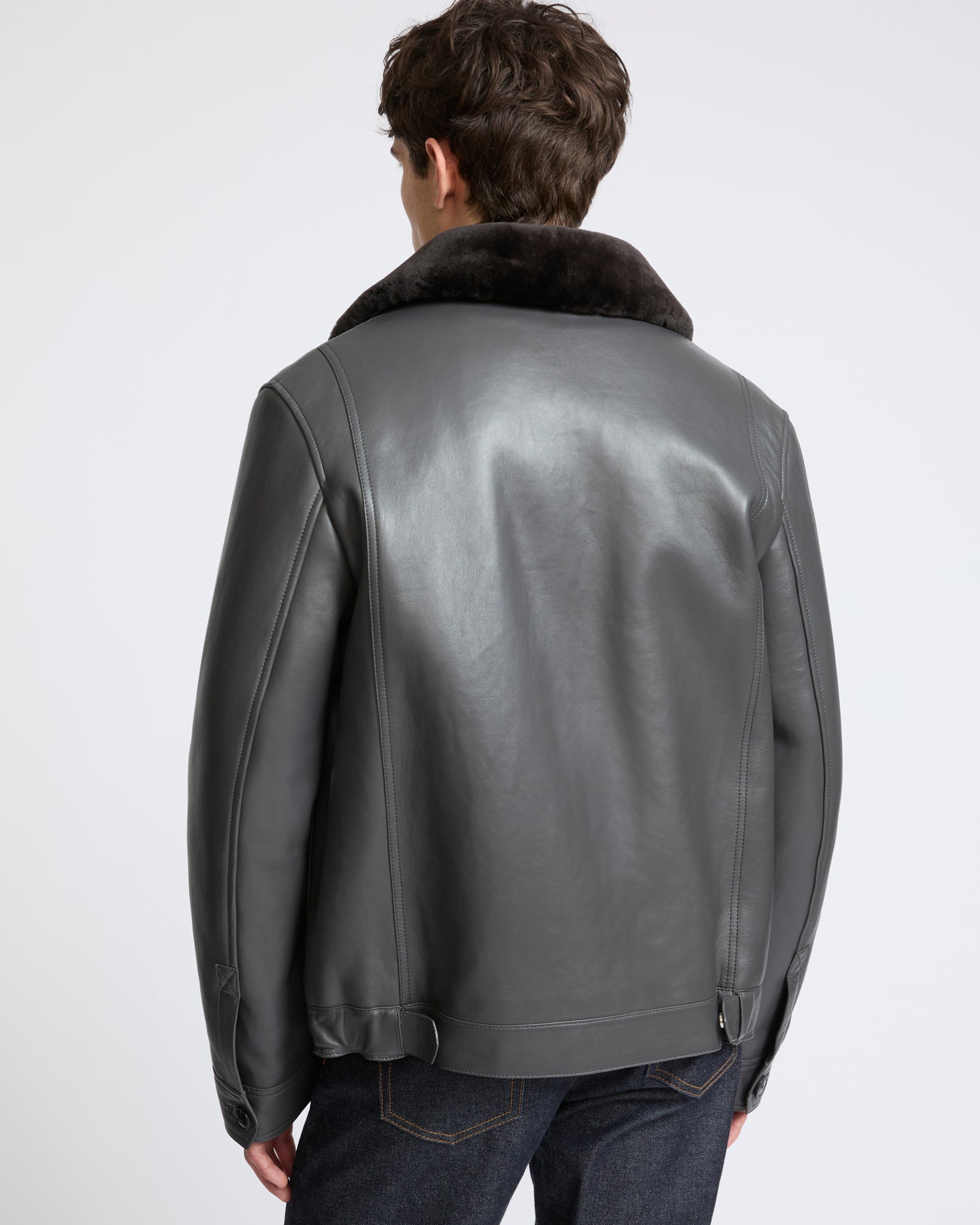 Veste en cuir d'agneau et peau lainée mérinos à laine repassée- Yves Salomon - Nouvelle collection Automne Hiver