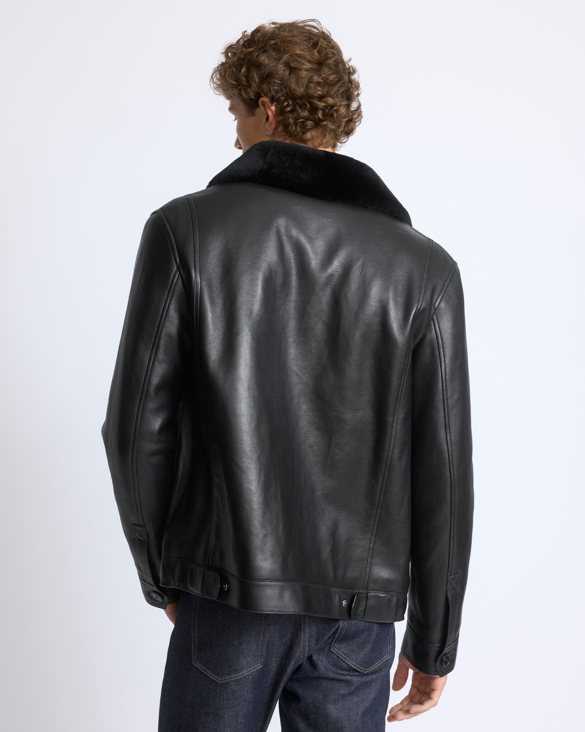 Veste en cuir d'agneau et peau lainée Mérinos à laine repassée - Yves Salomon - Nouvelle collection Automne Hiver