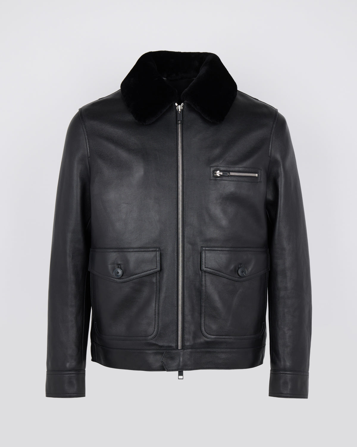 Veste en cuir d'agneau et peau lainée Mérinos à laine repassée - Yves Salomon - Nouvelle collection Automne Hiver