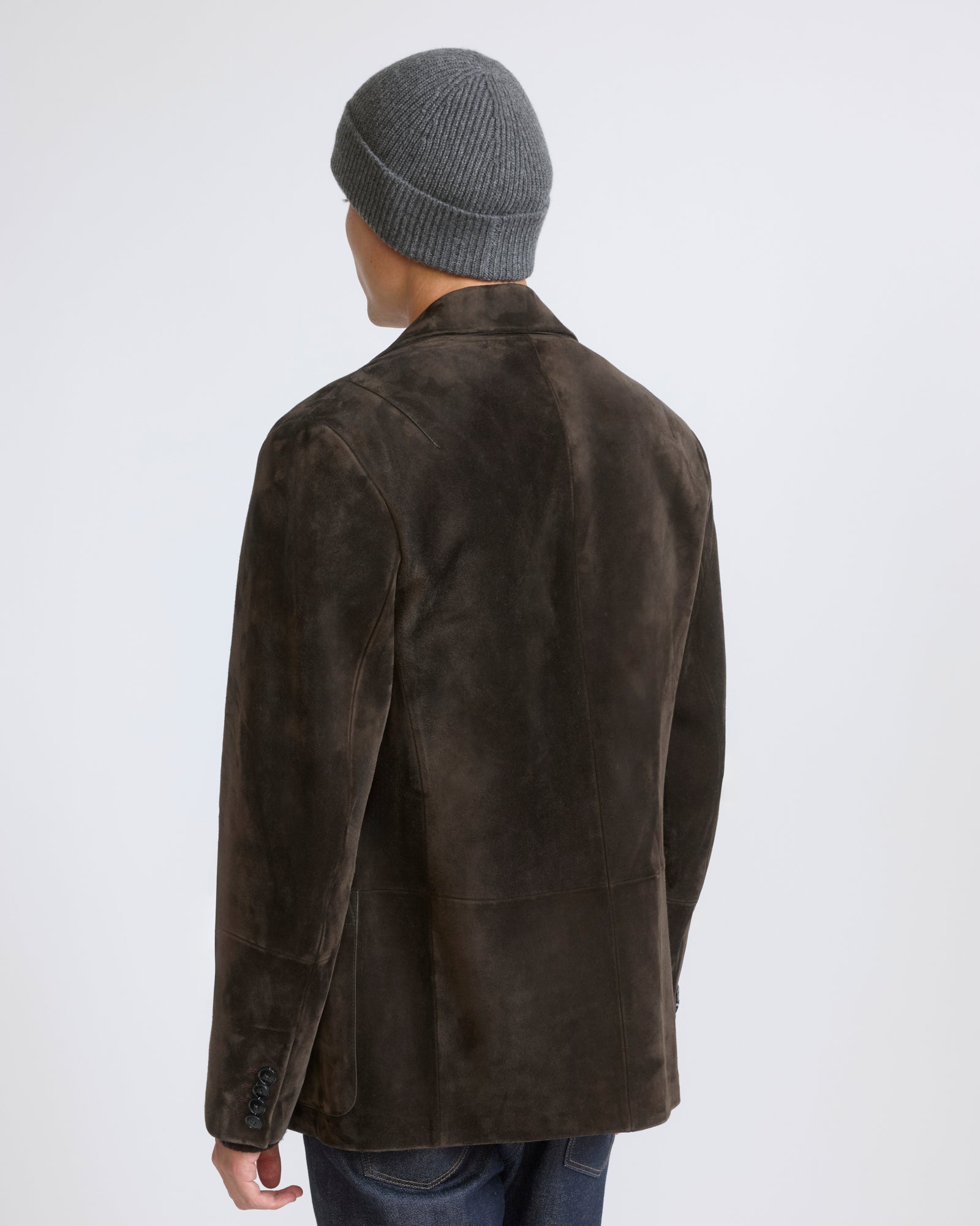 Blazer en cuir de veau suède