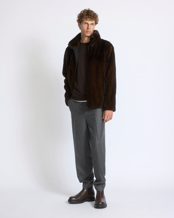 Veste en fourrure de vison long poil réversible tissu technique - Yves Salomon - Nouvelle collection Automne Hiver