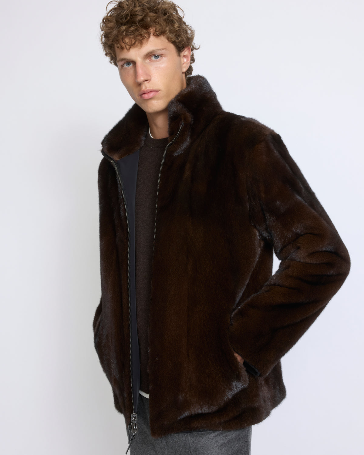 Veste en fourrure de vison long poil réversible tissu technique - Yves Salomon - Nouvelle collection Automne Hiver