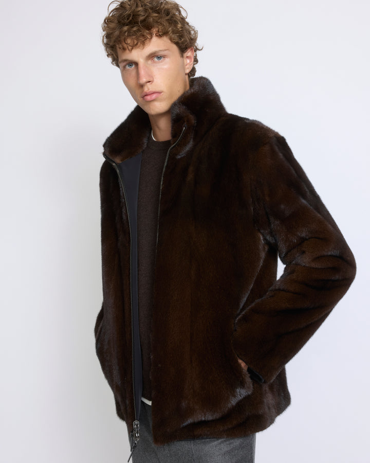 Veste en fourrure de vison long poil réversible tissu technique - Yves Salomon - Nouvelle collection Automne Hiver