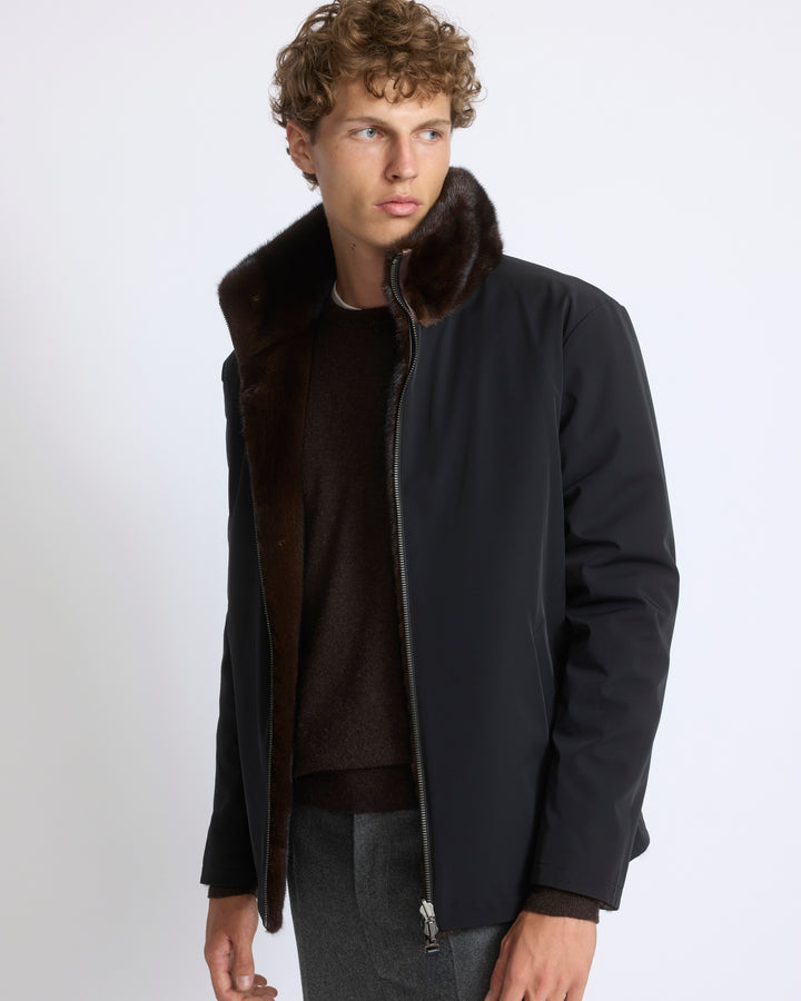 Veste en fourrure de vison long poil réversible tissu technique - Yves Salomon - Nouvelle collection Automne Hiver