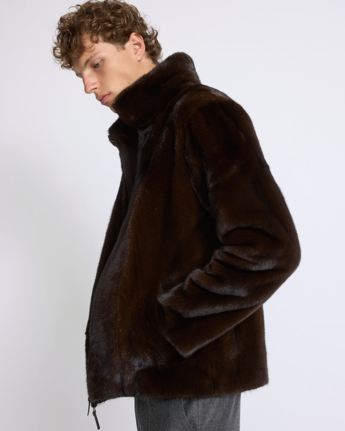 Veste en fourrure de vison long poil réversible tissu technique - Yves Salomon - Nouvelle collection Automne Hiver