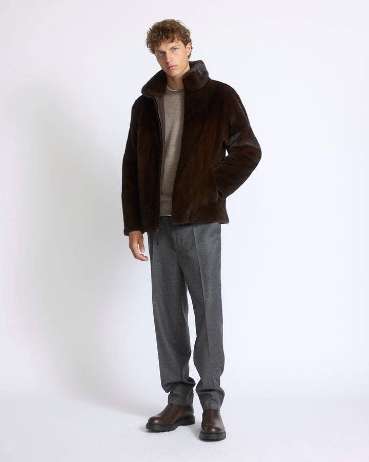 Veste en fourrure de vison long poil réversible tissu technique - Yves Salomon - Nouvelle collection Automne Hiver