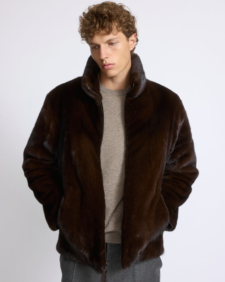 Veste en fourrure de vison long poil réversible tissu technique - Yves Salomon - Nouvelle collection Automne Hiver
