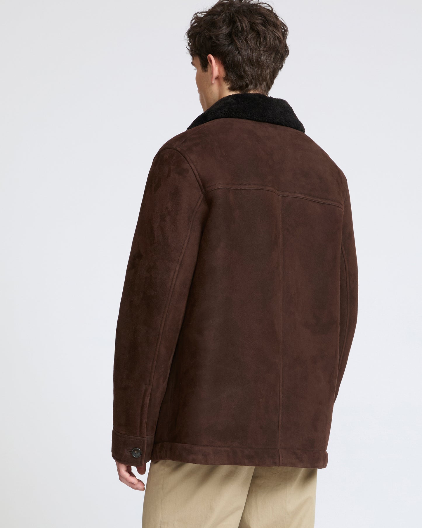 Veste en peau lainée d'agneau suède laine bouclée- Yves Salomon - Nouvelle collection Automne Hiver
