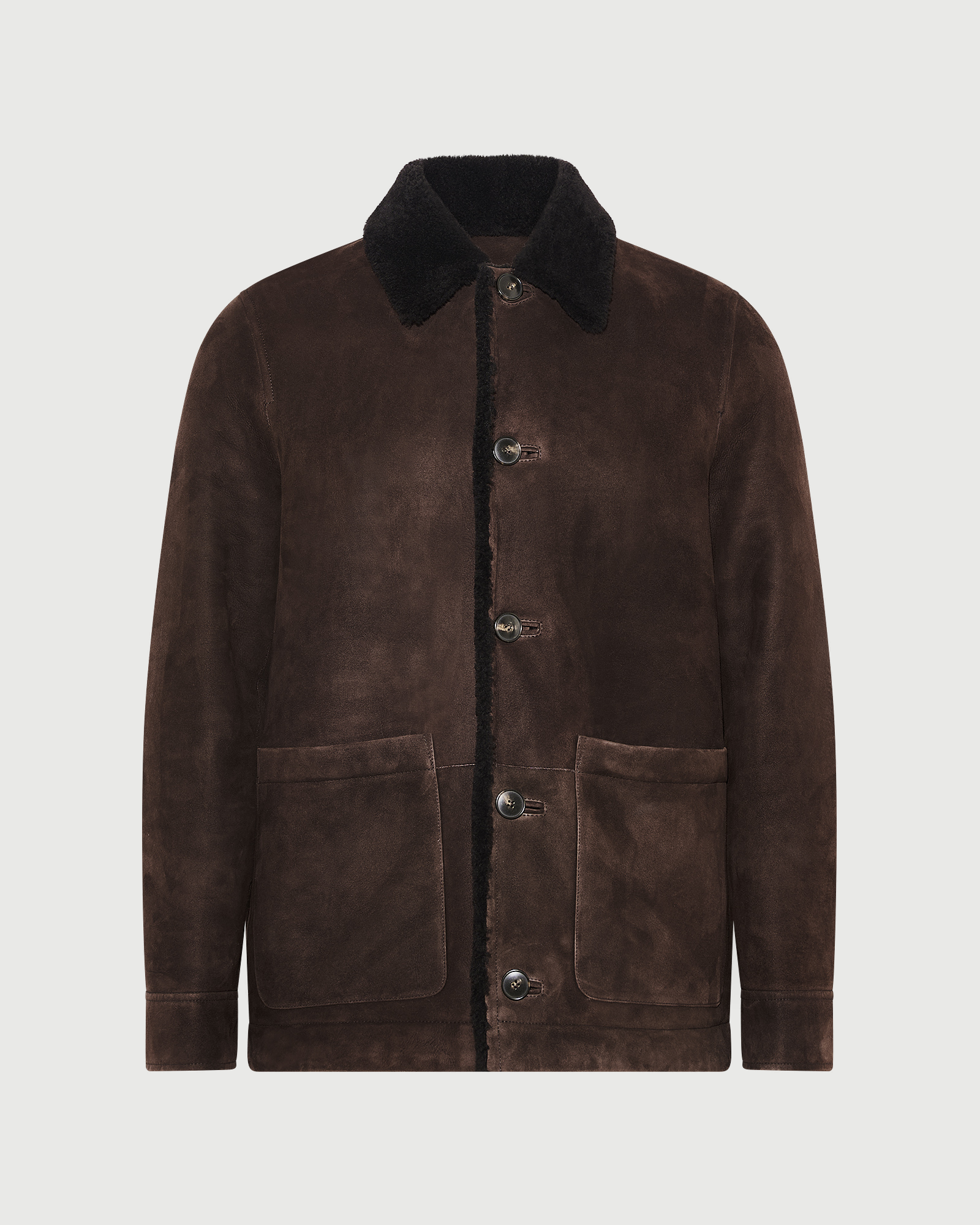 Veste en peau lainée d'agneau suède laine bouclée- Yves Salomon - Nouvelle collection Automne Hiver