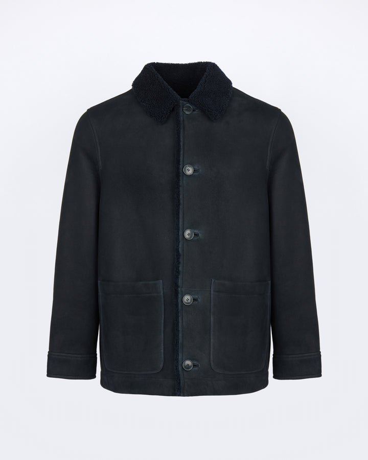 Veste en peau lainée d'agneau suède laine bouclée