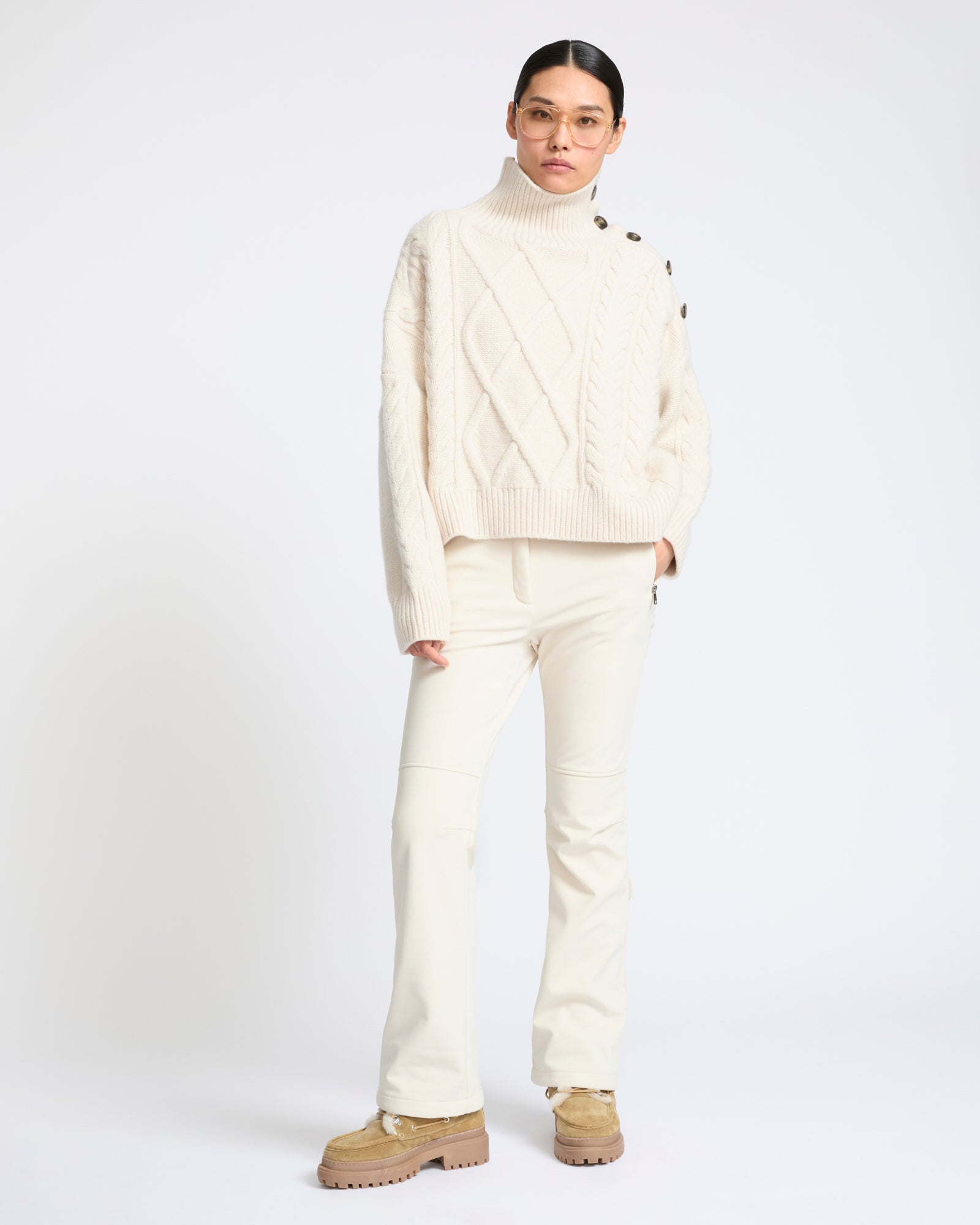 Pull en maille torsadée laine-cachemire- Yves Salomon - Nouvelle collection Automne Hiver