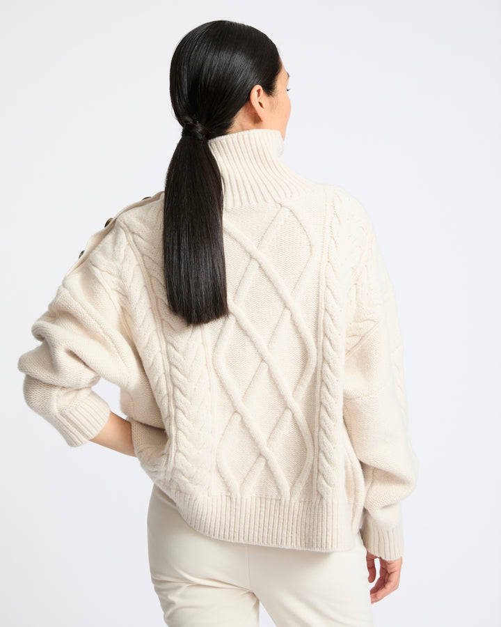 Pull en maille torsadée laine-cachemire- Yves Salomon - Nouvelle collection Automne Hiver