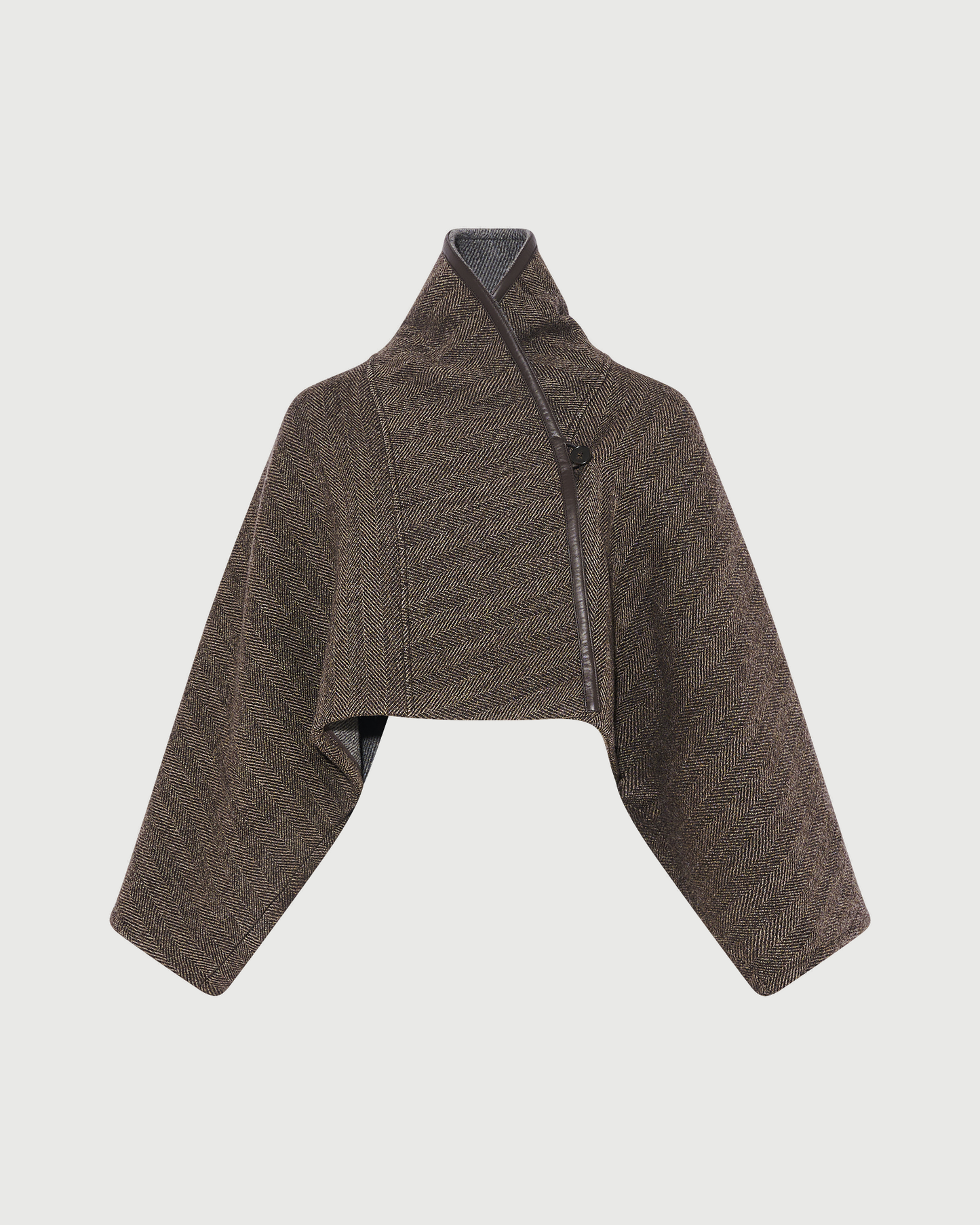 Veste cape en lainage double face à chevrons- Yves Salomon - Nouvelle collection Automne Hiver