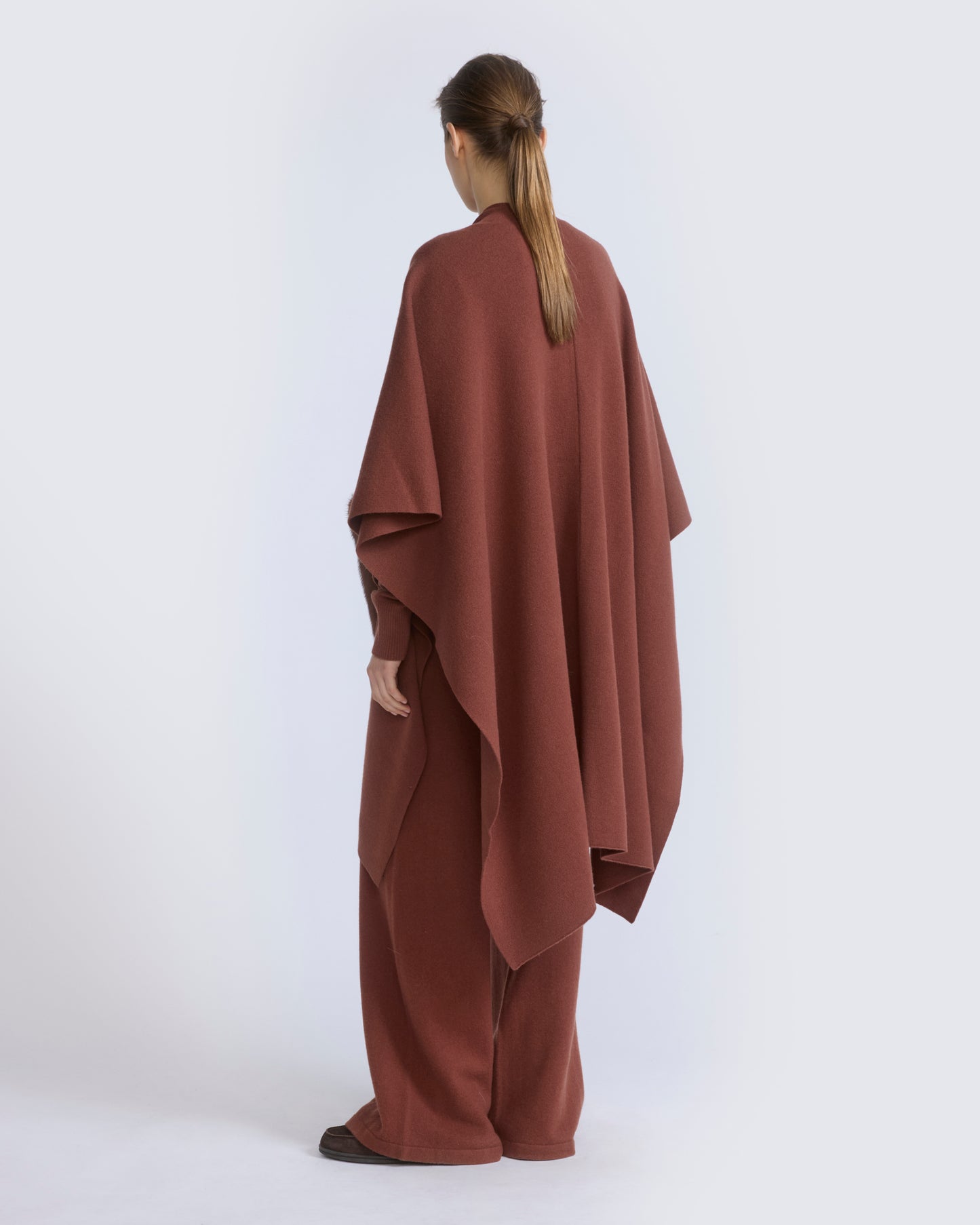 Merino knit poncho with mink fur