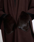 Poncho en maille Mérinos et fourrure de vison