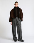 Short lambskin shearling cape