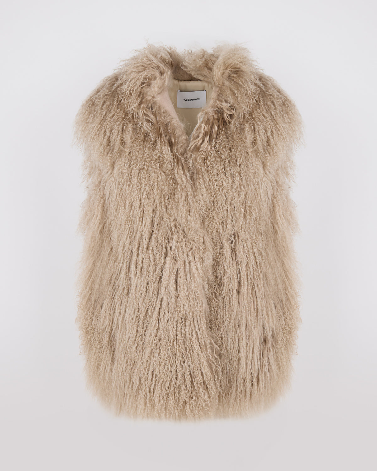 Gilet en maille Mérinos et agneau long poil frisé - Yves Salomon - Nouvelle collection Automne Hiver