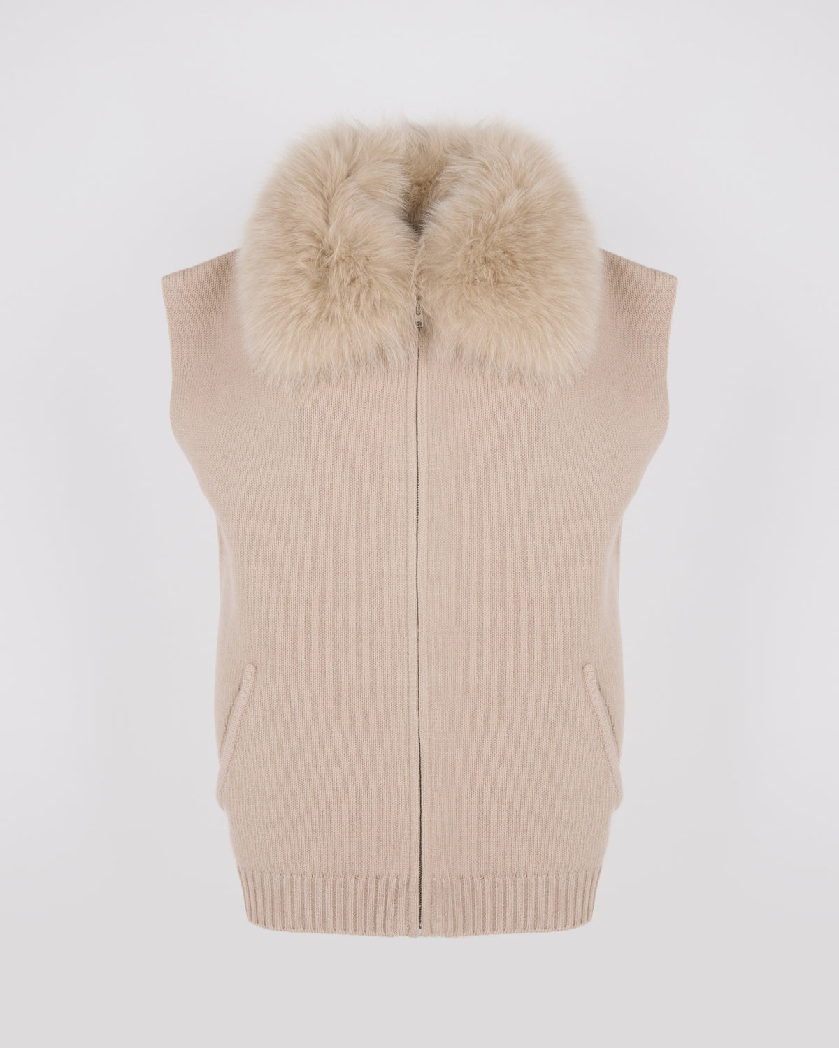 Veste en maille Mérinos et fourrure de renard - Yves Salomon - Nouvelle collection Automne Hiver