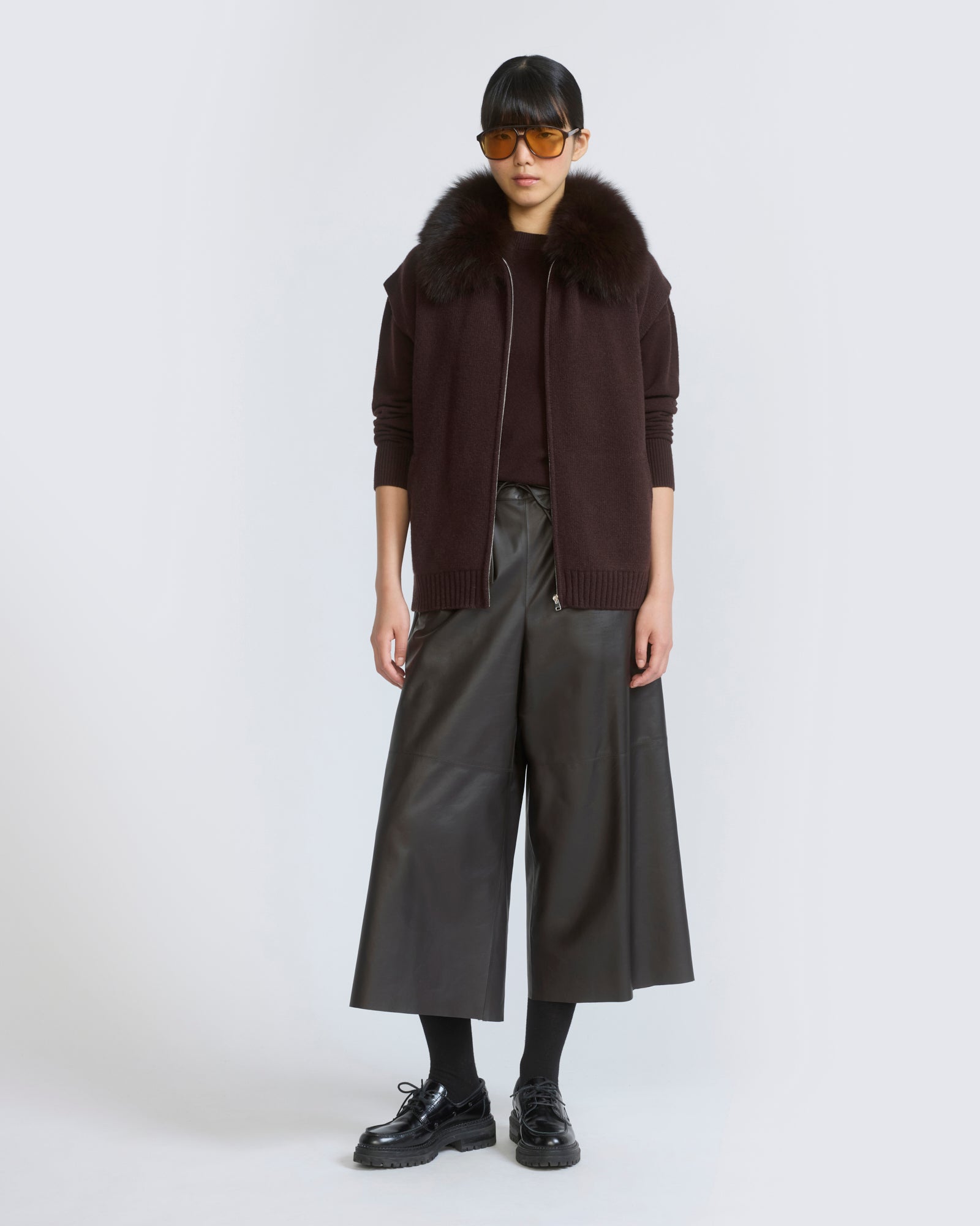 Veste en maille Mérinos et fourrure de renard