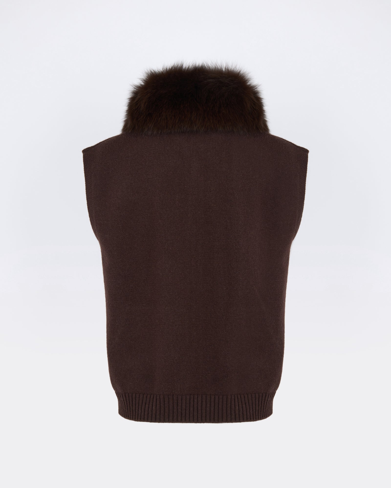 Veste en maille Mérinos et fourrure de renard - Yves Salomon - Nouvelle collection Automne Hiver
