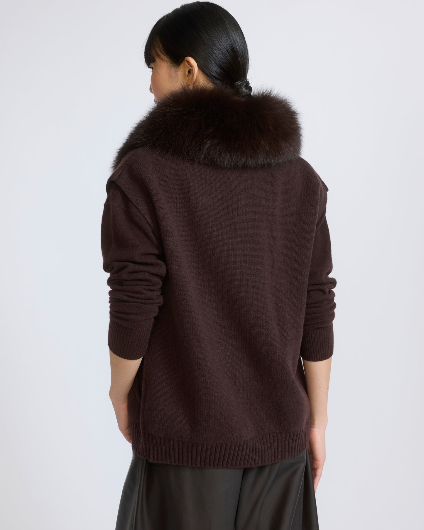 Veste en maille Mérinos et fourrure de renard