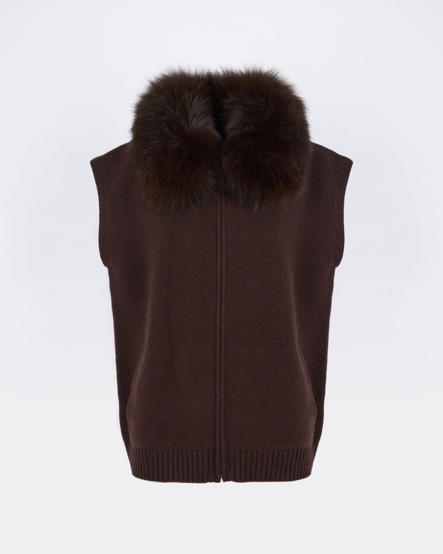 Veste en maille Mérinos et fourrure de renard - Yves Salomon - Nouvelle collection Automne Hiver